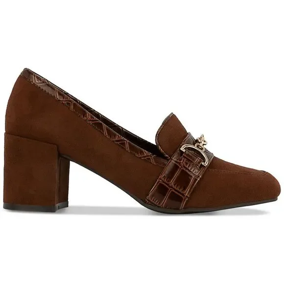 Karen Scott Brown Block Heel Loafers - Picture 2 of 4